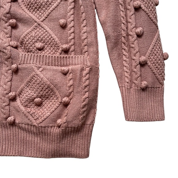Jackson Rowe Bobble Cable Knit Cardigan Chunky Small Cozy Cottagecore Oversized - Picture 6 of 13
